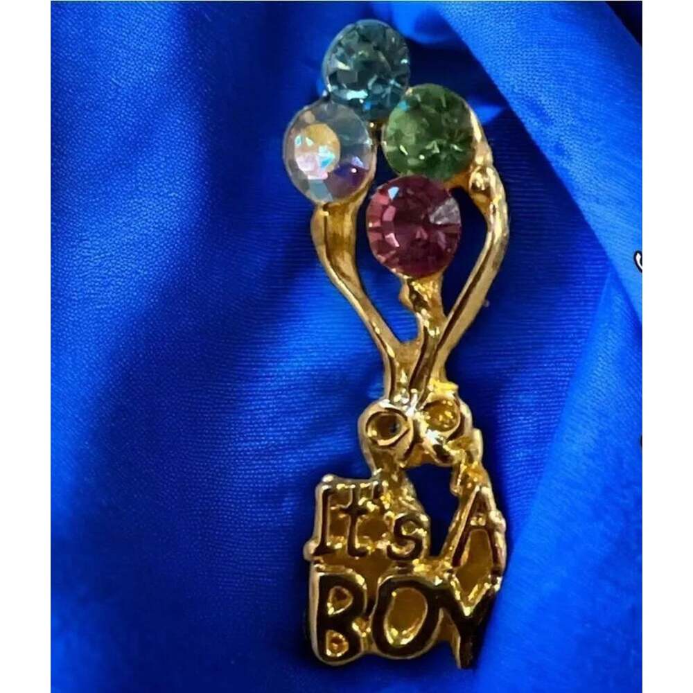 "It's A Boy" Balloon Rhinestone Pin - Picture 4 of 6